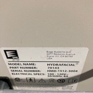 2015 Edge Systems Hydrafacial MD - Specs